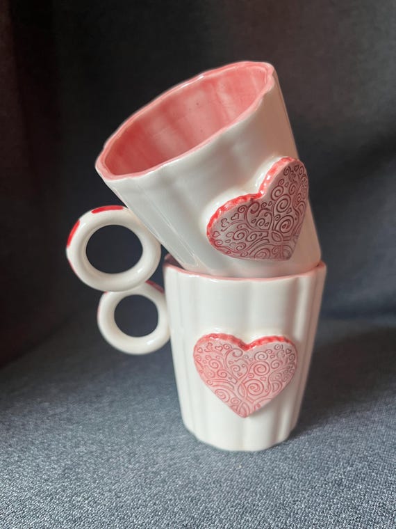 Handmade Ceramic Espresso Cup - Valentine's Day Heart Design,100 Ml-set of  2 - Etsy Israel
