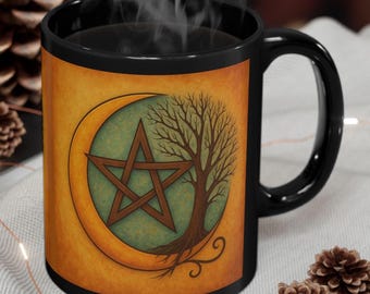 Celtic Pentacle Mug: Pagan Wiccan Coffee Cup, Witch Gift