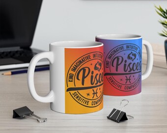 Pisces Zodiac Mug: Celestial Astrology Coffee Cup, Star Sign Gift