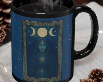Triple Moon Goddess Mug: Celtic Wiccan Pagan Ritual Mug