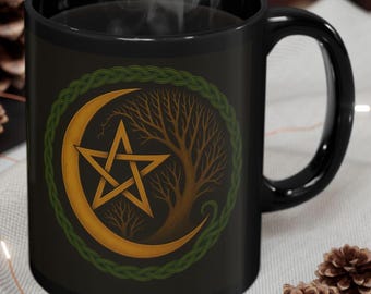 Celtic Pentacle Mug: Pagan Wiccan Coffee Cup, Witch Gift
