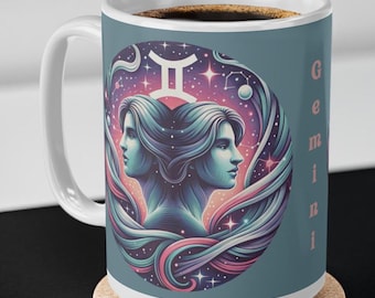 Gemini Zodiac Mug Celestial Zodiac Art Astrology Gift Idea Fantasy Gemini Coffee Cup Zodiac Sign Birthday Gift Ceramic Mug Pagan Gift Idea