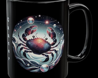 Cancer Zodiac Coffee Mug: Celestial Astrology Art, Birthday Gift