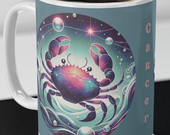 Cancer Zodiac Mug Celestial Zodiac Art Astrology Gift Idea Fantasy Cancer Coffee Cup Zodiac Sign Birthday Gift Ceramic Mug Pagan Gift Idea