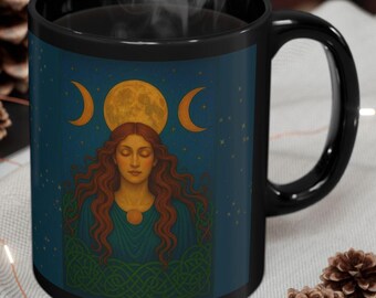 Triple Moon Goddess Coffee Mug: Wiccan Pentacle Pagan Gift