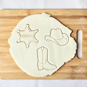 Cowboy Cookie Cutters- Western fondant stamp, cowboy party favors, rodeo biscuit, my first rodeo cupcake toppers, baby shower favours, howdy