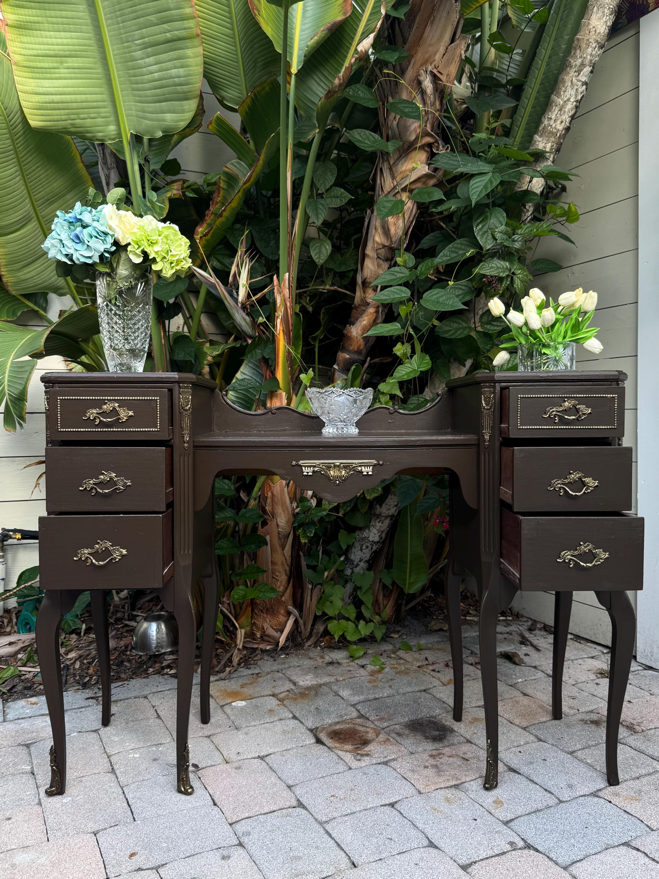 SOLD!!!!!! - Painted Antique Berkey & Gay Vanity Desk – 95+ Years Old – Mirror Included!!