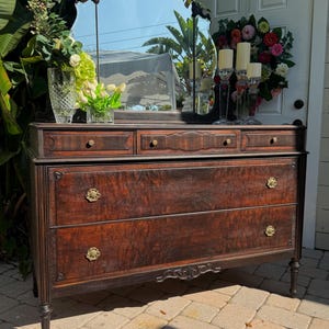 SOLD!!!!!!!! - Refurbished 1900s Antique Vanity Dresser with Mirror