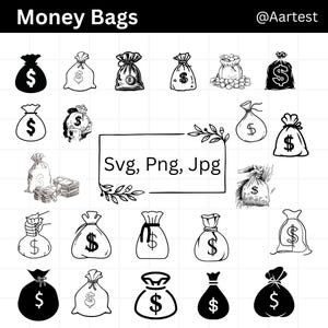 Money Bags Svg, Dollar Sign SVG,  Money Svg,Dollar Sign Png, Dollar Clipart, Money Bags Clipart, Vector File, Cricut Cut FilesCut Files