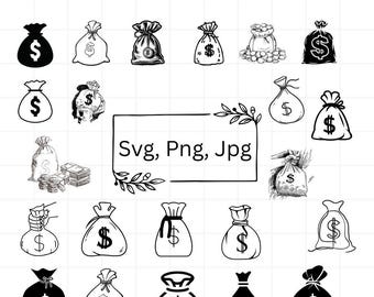 Money Bags Svg, Dollar Sign SVG,  Money Svg,Dollar Sign Png, Dollar Clipart, Money Bags Clipart, Vector File, Cricut Cut FilesCut Files