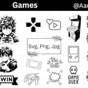 Game SVG, Gaming Clipart, Video Game Controller SVG, Gamer PNG, Gamepad Cut Files for Cricut, Retro Gaming Art