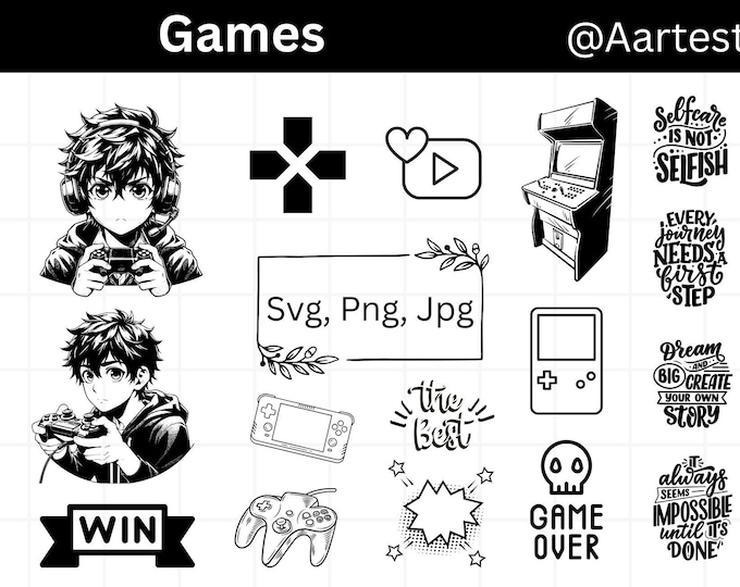 Video Game Clip Art SVG - Gaming Retro Arcade Gamer Controller ...