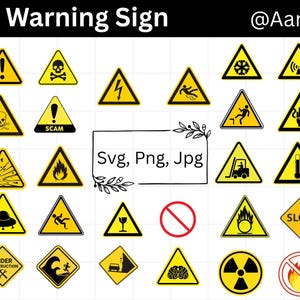 Warning Sign SVG Bundle, Caution Label Clipart, Safety Sign SVG, Cut Files for Cricut & Silhouette, Workplace Hazard PNG, Funny Sign Designs
