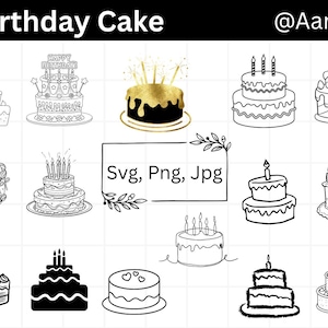 Birthday Cake Svg, Cake Svg, Cakes Cricut, Dessert Svg, Birthday Cut File, Cake Svg Bundle, Baking Svg, Cake Silhouette, Instant Download