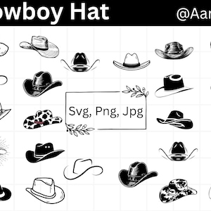 Chapéu de Cowboy Svg, Western Wear Svg, Chapéu de Rancheiro, Wild West Svg, Chapéu de Cowgirl Svg, Chapéu Country Svg, Chapéu de Cowgirl Png, Esboço de Chapéu, Cowboy Cricut