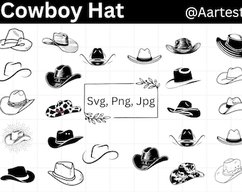 Cowboy Hat Svg, Western Wear Svg, Rancher Hat, Wild West Svg, Cowgirl Hat Svg, Country Hat Svg, Cowgirl Hat Png, Hat Outline, Cowboy Cricut