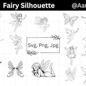 Fairy SVG, Fairy silhouet, Magical Fairy Clipart, Fantasy Svg Cut-bestanden, Fairy PNG, Fairy Vector, Woodland Fairy Svg voor Cricut