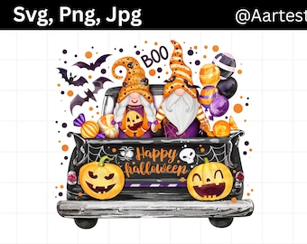 Halloween Gnome SVG, Spooky Gnome Clipart, Witch Gnome Cut File, Svg for Cricut & Silhouette, Fall Gnome PNG, Halloween Decor SVG File