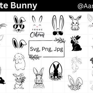 Cute Bunny Svg Bundle, Rabbit Svg, Easter Animals Svg, Bunny Cut Files, Easter Bunny Png, Bunny Clipart, Cute Rabbit Svg, Easter Svg