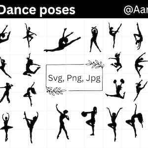 Dance Pose SVG Bundle, Dancer Silhouette, Dance Svg, Dance Clipart, Dance Cut Files for Cricut, Dance Studio Decor, Instant Download