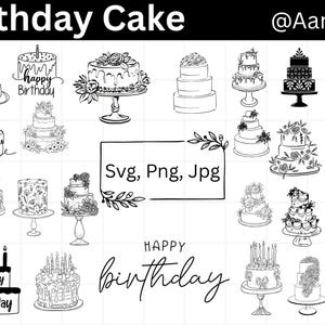 Verjaardagstaart Svg, taart Svg, taarten Cricut, dessert Svg, verjaardag gesneden bestand, taart Svg-bundel, bakken Svg, taart silhouet, Instant Download,