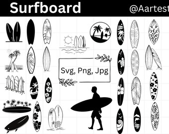 Deska surfingowa Svg, Surfing Svg, Surf Svg, Hawajska deska surfingowa Svg, Kwiatowa deska surfingowa Svg, Lato Svg, Plik do cricut, Ocean SVG, Plaża Eps, Png