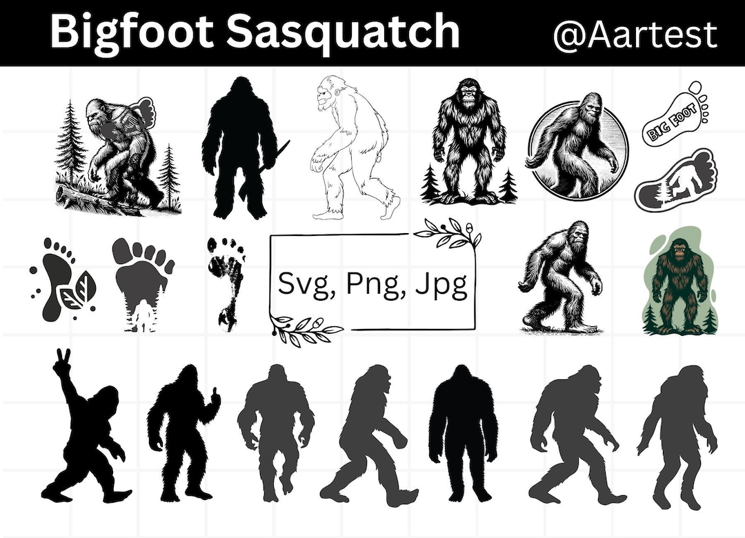 Big Foot Sasquatch Clipart, Bigfoot SVG Bundle, Sasquatch Cut File