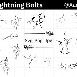 Lightning Bolt SVG Bundle, Lightning Clipart, Thunder Bolt SVG, Flash Silhouette, Electric Bolt Cut Files, Weather SVG, Wall Decor Bundle
