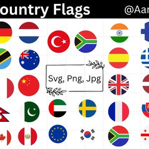 Country Flags SVG Bundle, International Flag Clipart, World Flags Cut Files for Cricut & Silhouette