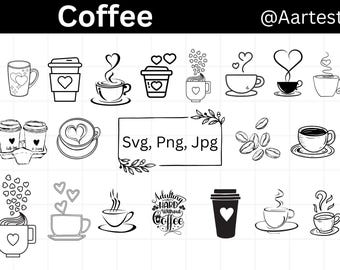 Coffee SVG Bundle, Coffee Cup Svg, Coffee Lover Svg, Coffee Clipart, Coffee Quote SVG, Coffee Mug SVG Cut Files for Cricut and Silhouette