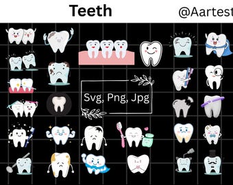 Tooth SVG, PNG - Teeth Svg, Png, Dentist Svg, Dental Svg, Cut Files for ...