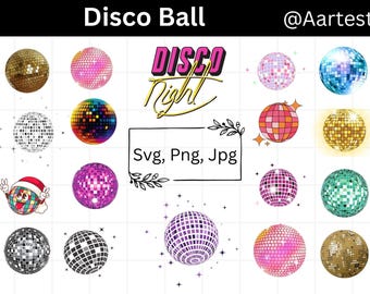 Disco Ball SVG Bundle, Retro Party SVG, Disco SVG, Mirror Ball Clipart, Dance Party Svg, Disco Ball Png, Nightclub Svg Cut Files for Cricut