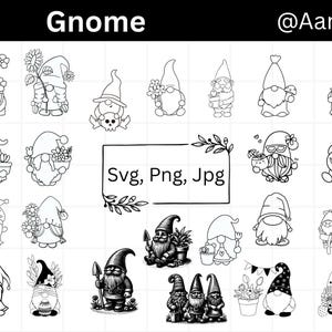 Gnome SVG Bundle, Cute Garden Gnome Clipart, Seasonal Gnome SVG, Holiday Gnome Cut Files for Cricut, Gnome Silhouette, Digital Download