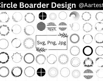 Circle Border Designs SVG Bundle, Round Frame SVG, Decorative Wreath SVG, Monogram Border Clipart, Cricut Cut Files, Wedding Wreath Svg