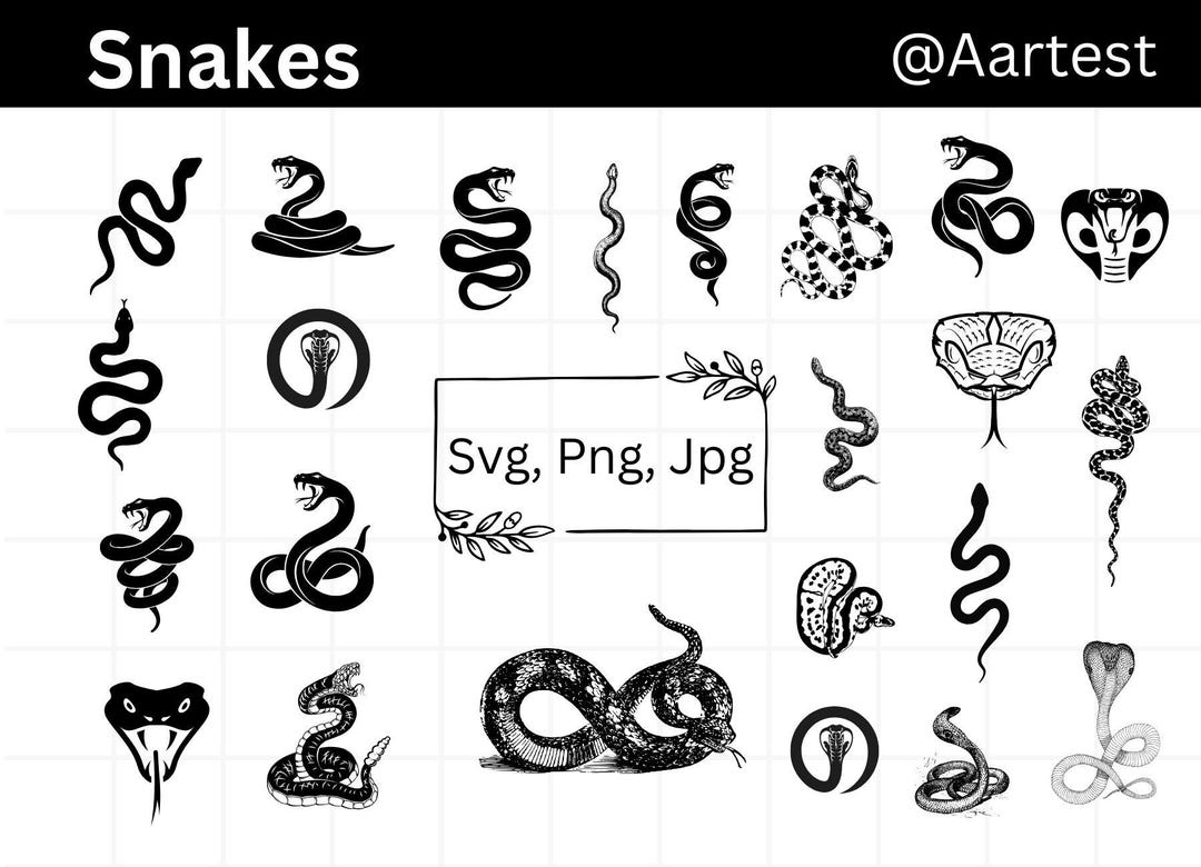 Snake Svg File Snakes Clipart, Snake SVG Bundle, Reptile Silhouette SVG, Snake Cut ...