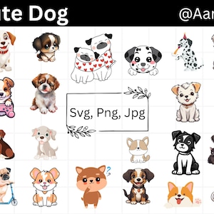 Cute Dogs Svg Bundle, Dogs Clipart, Kawaii Dogs, Dog Breeds Clipart, Puppy Svg Files, SVG Cut Files, Commercial Use