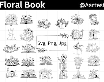 Floral Book Svg, Book Svg, Wildflowers Book, Reading book Svg, Floral Svg, Open Book Svg, Books with Flowers Svg