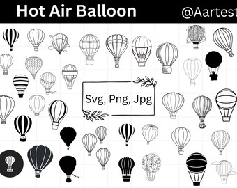 Heißluftballon geschnitten Datei, Globo Aerostatische Schrift, Heißluftballon PNG Bundle, Heißluftballon Clipart, Heißluftballon SVG