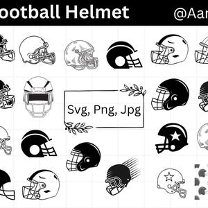 Paquete SVG de casco de fútbol americano, clipart de casco deportivo, fútbol americano PNG, archivos SVG para Cricut, silueta de fútbol americano, descarga digital