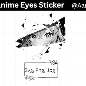 Anime Eyes Sticker, Manga Eye Decal, Kawaii Eyes SVG, Cute Anime Face Clipart, Chibi Eye PNG for Cricut and Crafts