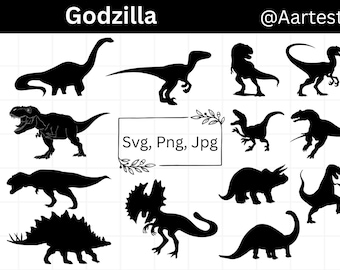 Dinosaur SVG Bundle, Cute Dino Clipart, Wild Animal PNG, T-Rex Triceratops Clipart, Dinosaur Silhouette, Cricut Cut Files, Digital Download