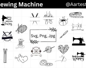 Naaimachine Svg-bundel, naaimachine Clipart, naaimachine gesneden bestanden, naaien SVG, kleermaker Svg, Fashion Svg, digitale downloads