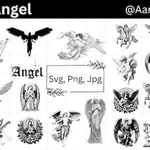 Angel SVG,  Angelic Clipart Bundle, Religious Decor Files, Angels Cut Files For Cricut, Angels Vector, Angels Bundle Svg, Angels Clipart