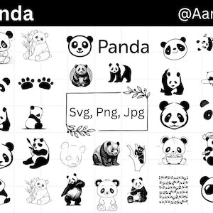 Panda Svg Bundle, Panda Clipart, Panda PNG Bundle, Panda SVG, Panda Silhouette, Cut Files for Cricut, Cute Panda Svg, Panda Face Svg