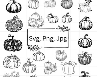 Pumpkin Svg Bundle, Halloween Pumpkin Cut File, Fall Clipart, Autumn Sign SVG, Pumpkin Cutting Files Digital Download