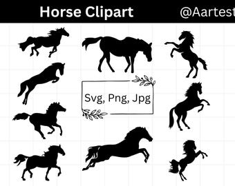 Horse Png Bundle, Horse SVG, Horse Clipart, Horse Silhouette, Horse Cut File, Svg Files for Cricut, Horse Vector, Instant Download