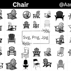 Pacote de cadeira SVG, clipart de cadeira vintage, silhueta de móveis SVG, arquivos SVG de decoração para casa, arquivo de corte de cadeira de jantar para Cricut e Silhouette