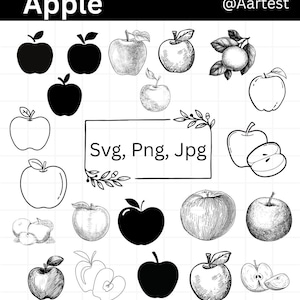 Apple Svg Bundle, Apple Silhouette, Apple Clipart, Apple Craft, Apple Png File , Apple Icon, Apple Logo, Apple Cut Files Svg Cricut