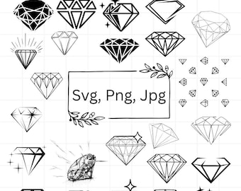 Diamond SVG, Wedding Diamond SVG, Diamond Clipart, Silhouette, Cut Files, Svg for Cricut,Diamond VectorDigital Downloads, Printable