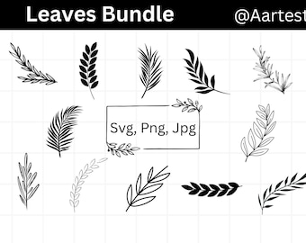 Leaves SVG Bundle, Leaf Clipart, Botanical Leaf SVG, Tropical Leaves Cut Files, Nature Silhouette, Leaf PNG, Svg for Cricut & Sublimation